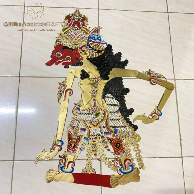 Jual Wayang Kulit Alusan Patih Sabrang Emas Grenjeng Kulit Kerbau Asli Kualitas Premium Standar