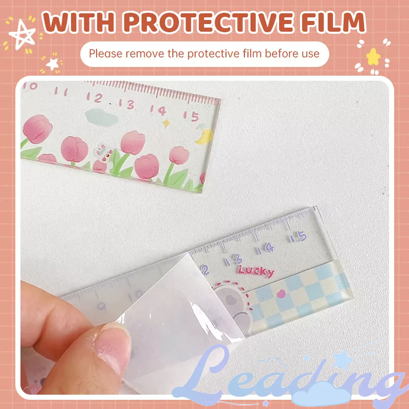 Jual 16CM Penggaris Aesthetic Kartun Lucu Beruang Ruler Pembatas Buku ...