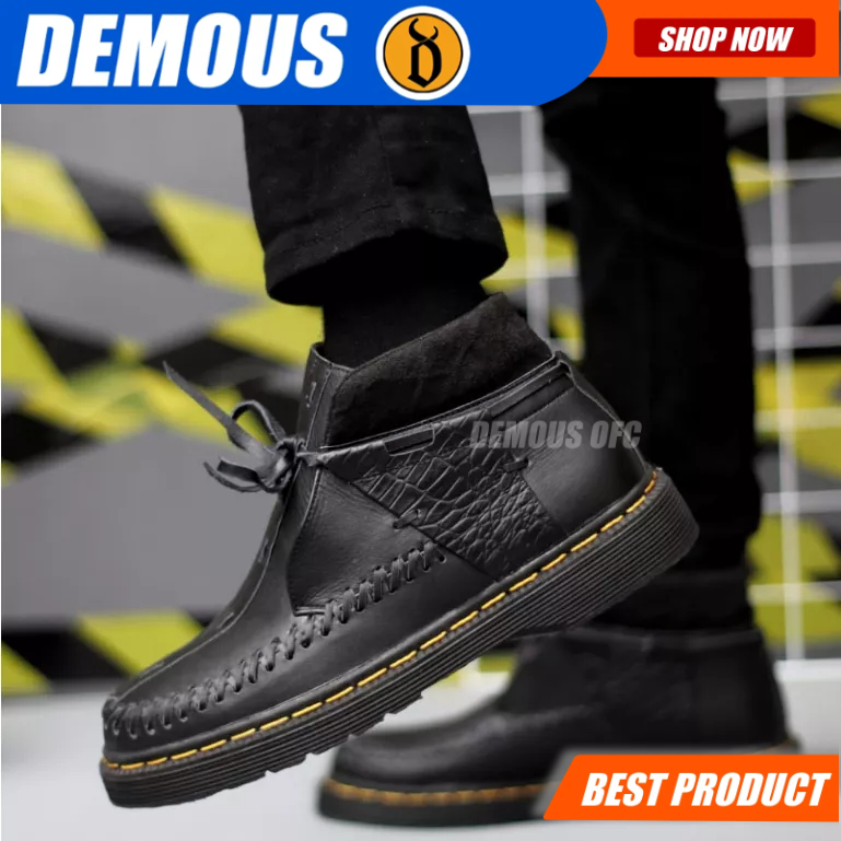 Jual DEMOUS MERU - Sepatu Formal Docmart High Botts Kulit Hitam Pria ...