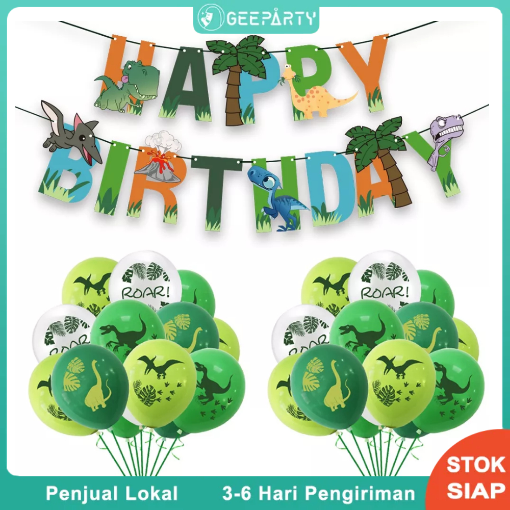 10/20pcs Dinosaurus Balon Pesta Ulang Tahun Spanduk Bendera untuk Dekorasi Pesta Perlengkapan Nikmat