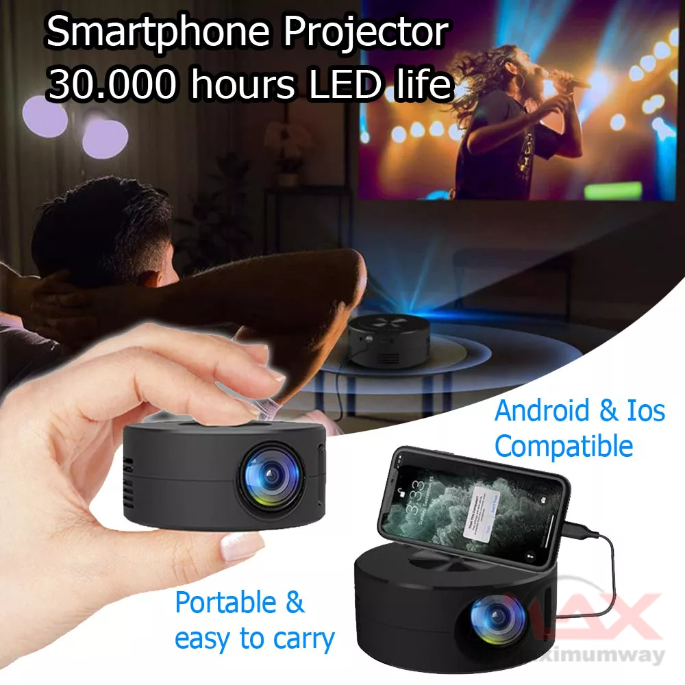 Jual YT200 Proyektor HP Android & IOS tahan 30.000 jam pemakaian layar ...