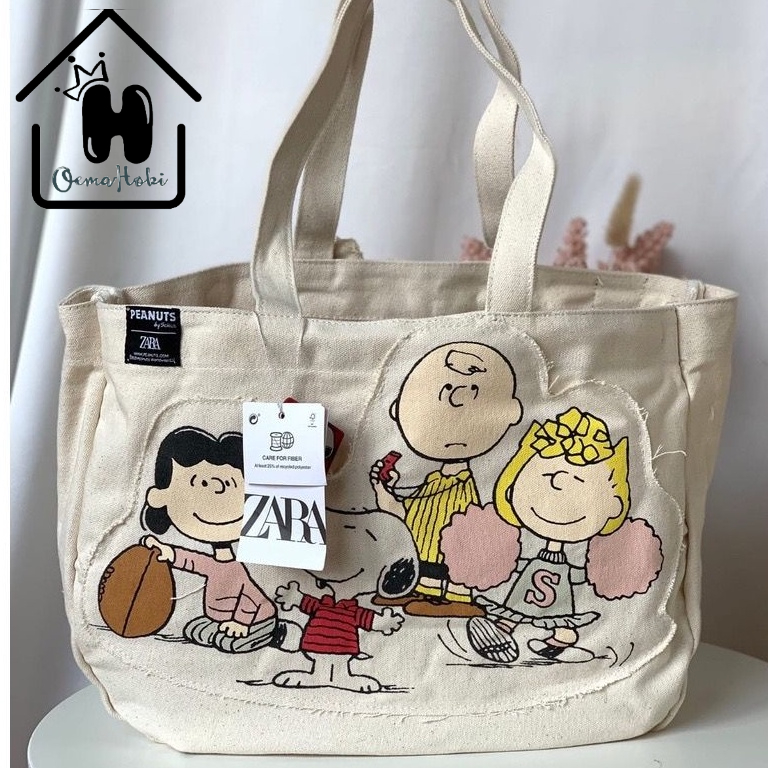 TAS TOTE ZARA SNOOPY ZARA SNOOPY TAS WANITA Z310 ZR KANVAS TOTE BAG