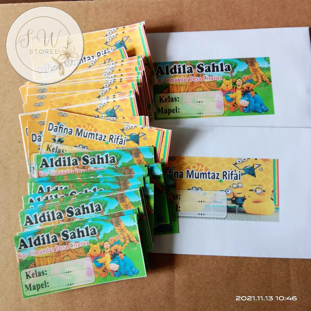 Jual Cetak Stiker Label Nama Untuk Buku Sekolah Anak Isi 40pcs Shopee