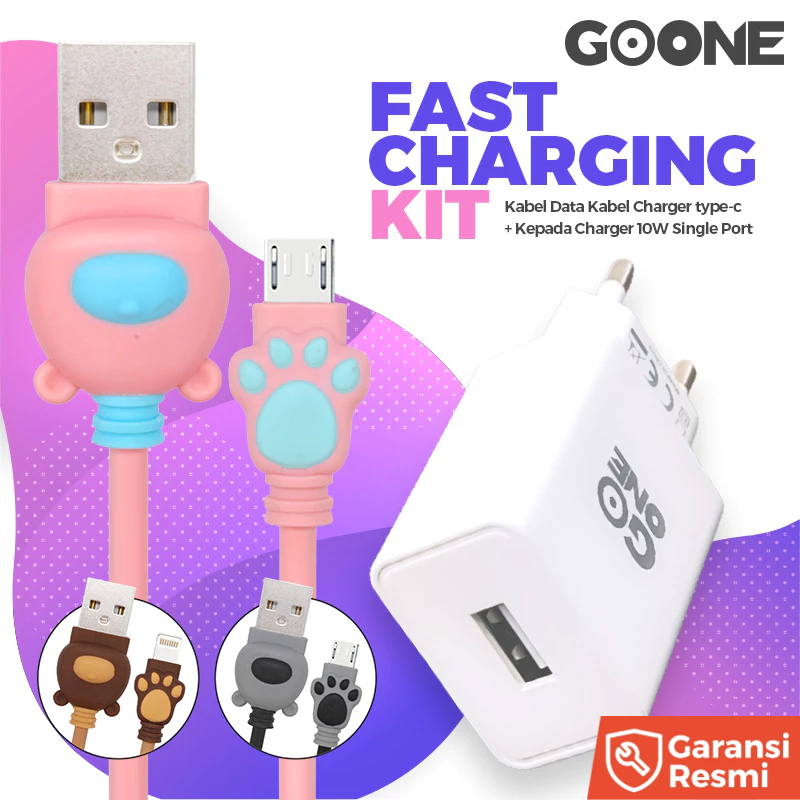 Jual GOONE Kabel Data Kabel Charger Bear Paw + Kepada Charger 10W