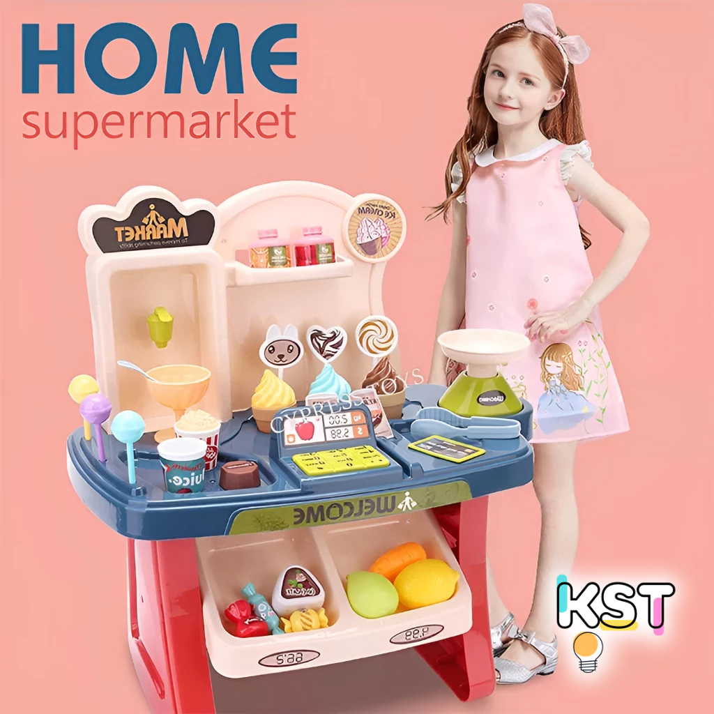 Jual [KST] Mainan Kasir Supermarket Anak 33pcs Aksesoris Buah