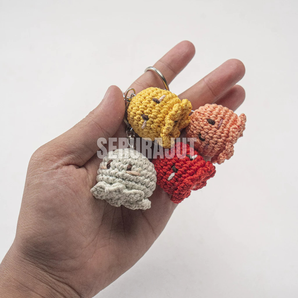 Jual Souvenir Gantungan Kunci Rajut Octopus Gurita Mini Amigurumi ...