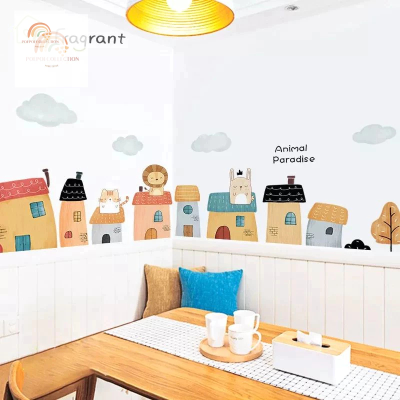Jual Wallsticker dinding stiker kamar anak aesthetic cute city kota ...
