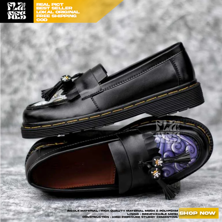 Jual Flames Sepatu Loafers Docmart Casual Pria One Piece Luffy Gear Five Naki Shopee Indonesia