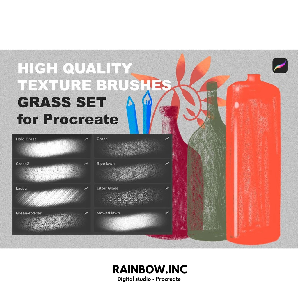 Jual Procreate Brush Texture Brushes Grass Set for Procreate ( free