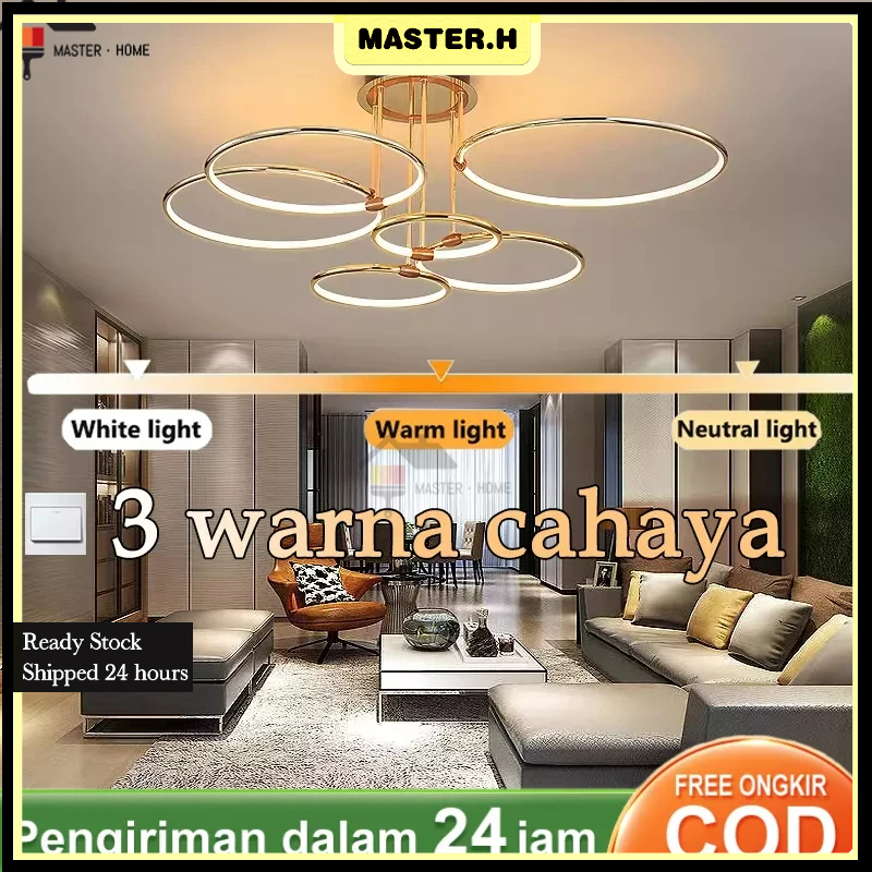 Jual COD Ruang Tamu Lampu Gantung Lampu Gantung Ruang Tamu 3-Warna LED