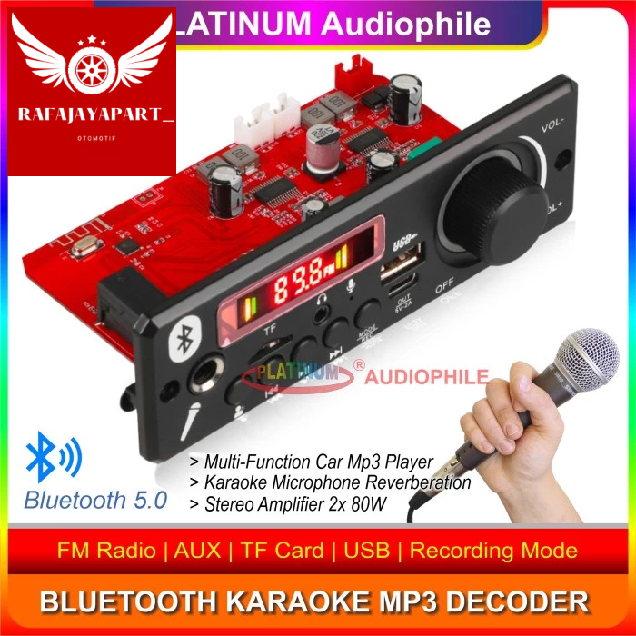 Jual Modul MP3 Bluetooth Karaoke Microphone Echo Class D Amplifier 160W