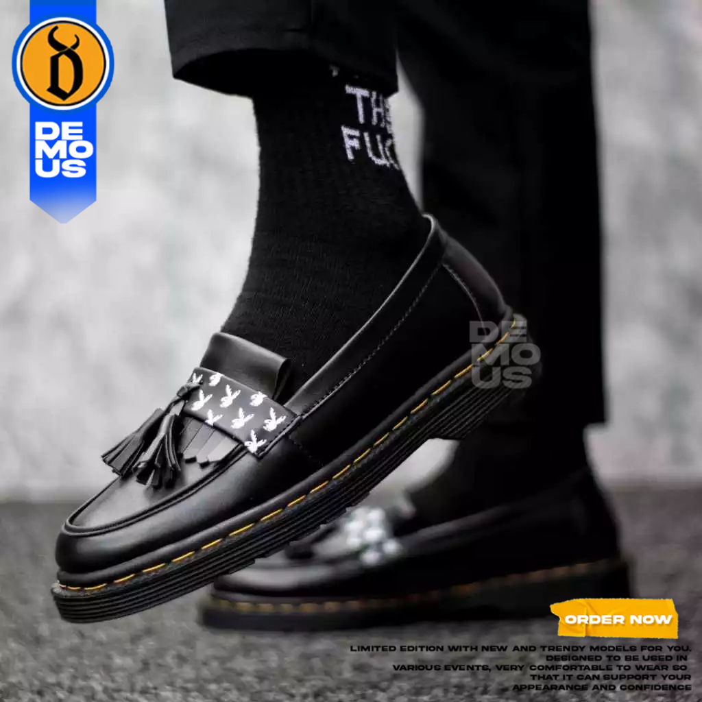Jual DEMOUS - Sepatu Pantofel Loafers Formal Hitam Docmart Pria ...