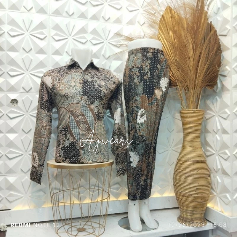 Jual aywears- batik couple / kemeja batik couple aurel moca / kemeja ...