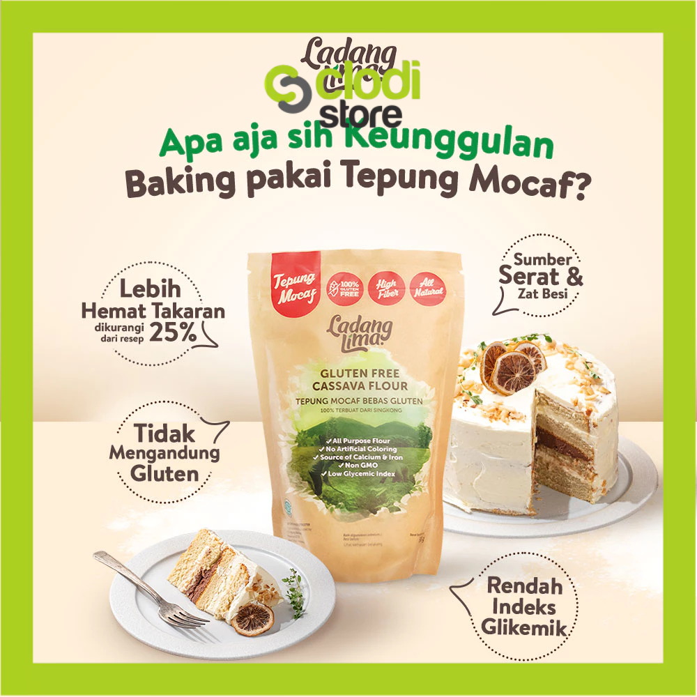 Jual Tepung Singkong Gluten Free Ladang lima Cassava Flour Mocaf 500g