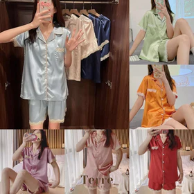 SATIN SERIES Baju Tidur Satin Wanita Dewasa Harou Sleepwear Set Lengan Pendek Celana Pendek