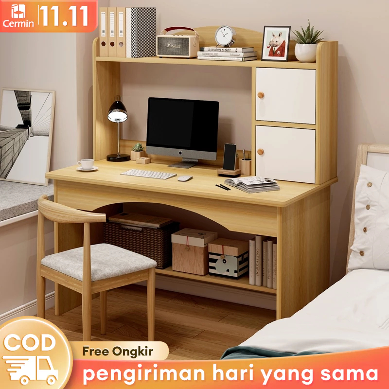 Jual Surabaya Express Meja Ruang Kerja Rumah Dengan Rak Buku Meja