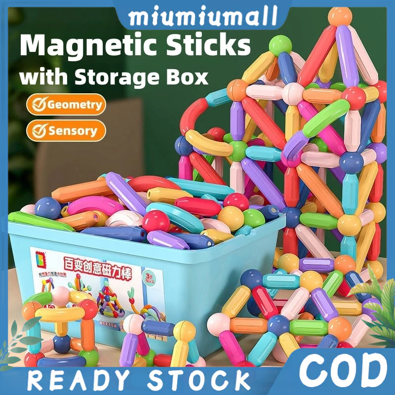 Jual 【MURAH COD】100pcs Mainan Magnet Stick Balls Anak Dengan Kotak ...