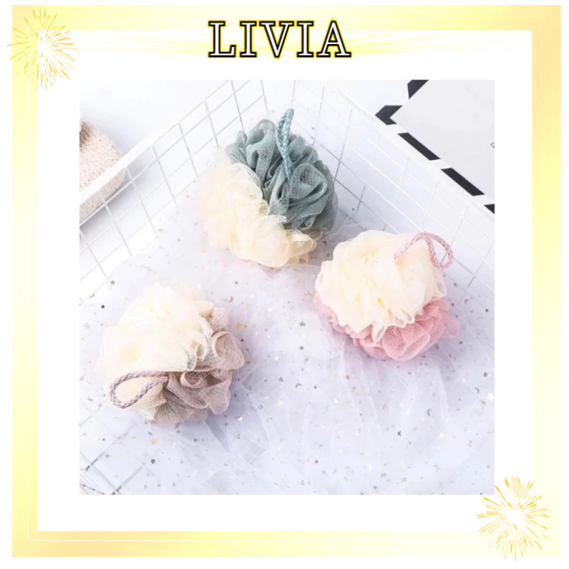 Jual LIVIA SHOWER PUFF SPONS MANDI BESAR PENGANGKAT DAKI SPONGE BUSA ...