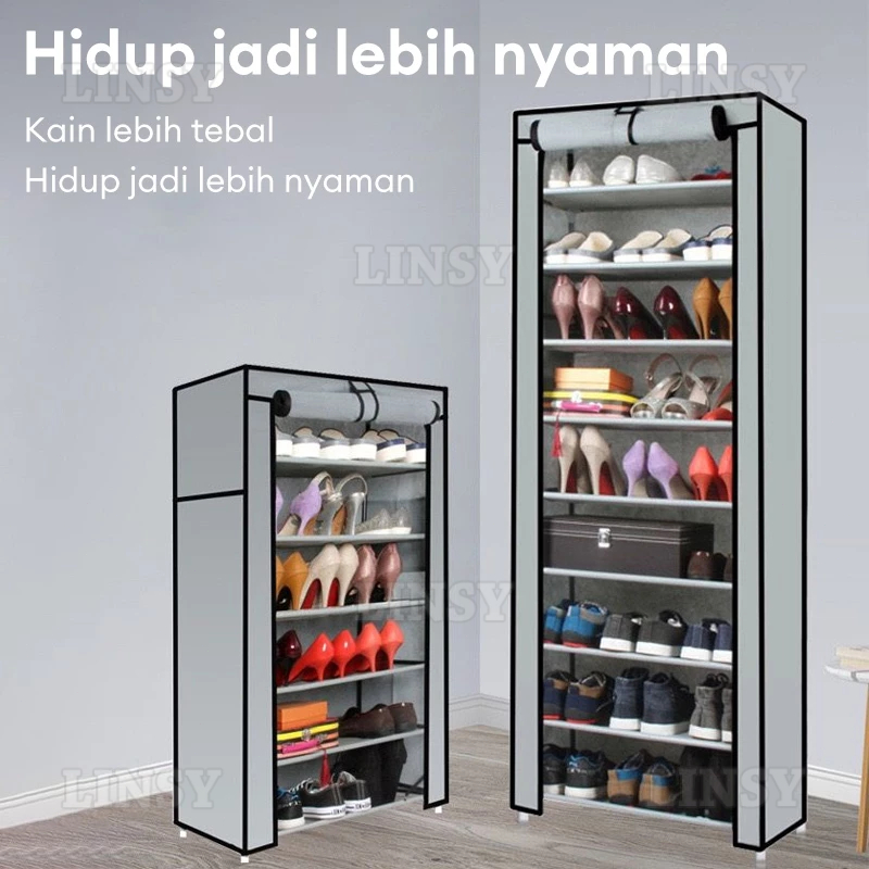Jual Rak Sepatu Kain 10/8/6 Tingkat Rak Sepatu Susun Tertutup Rak ...