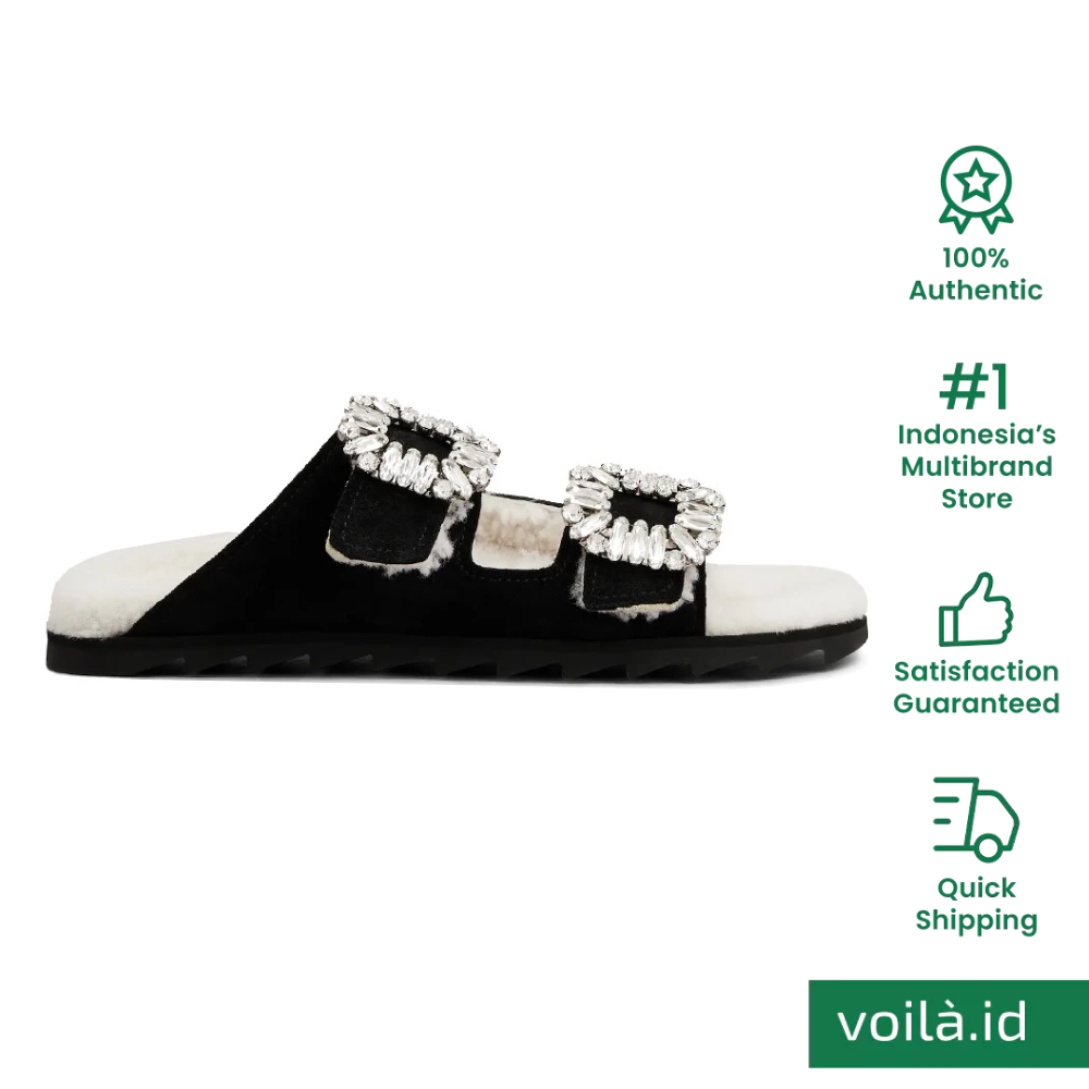 VIV' WINTER FUR STRASS BUCKLE SANDALS IN WHITE SHEEPSKIN