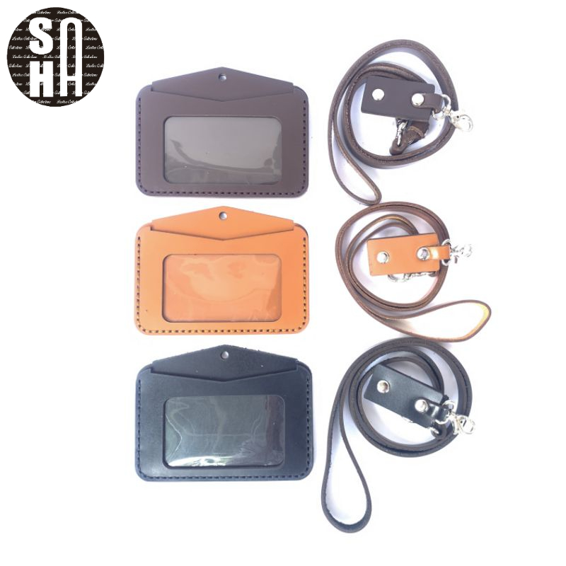 Jual ID CARD HOLDER LANDSCAPE ID CARD HOLDER KULIT NAME TAG KULIT