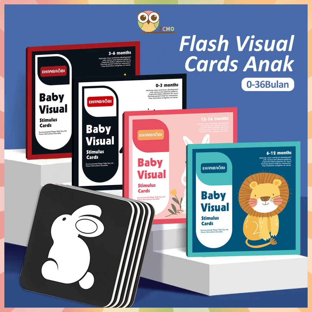 Jual JCHO 012 Bulan Visual Flash Card Bayi Anak Mainan Edukasi Kartu