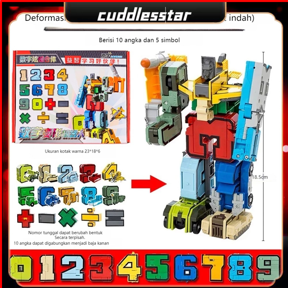 Jual 【COD】Mainan Anak Robot Transformer Robot Angka Number 15in1 number ...