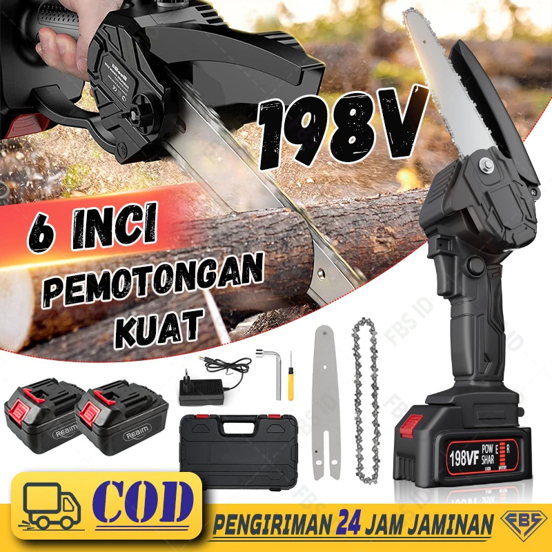 Jual FBS Chainsaw Mini chain saw Gergaji Potong Kayu Gerinda Baterai ...