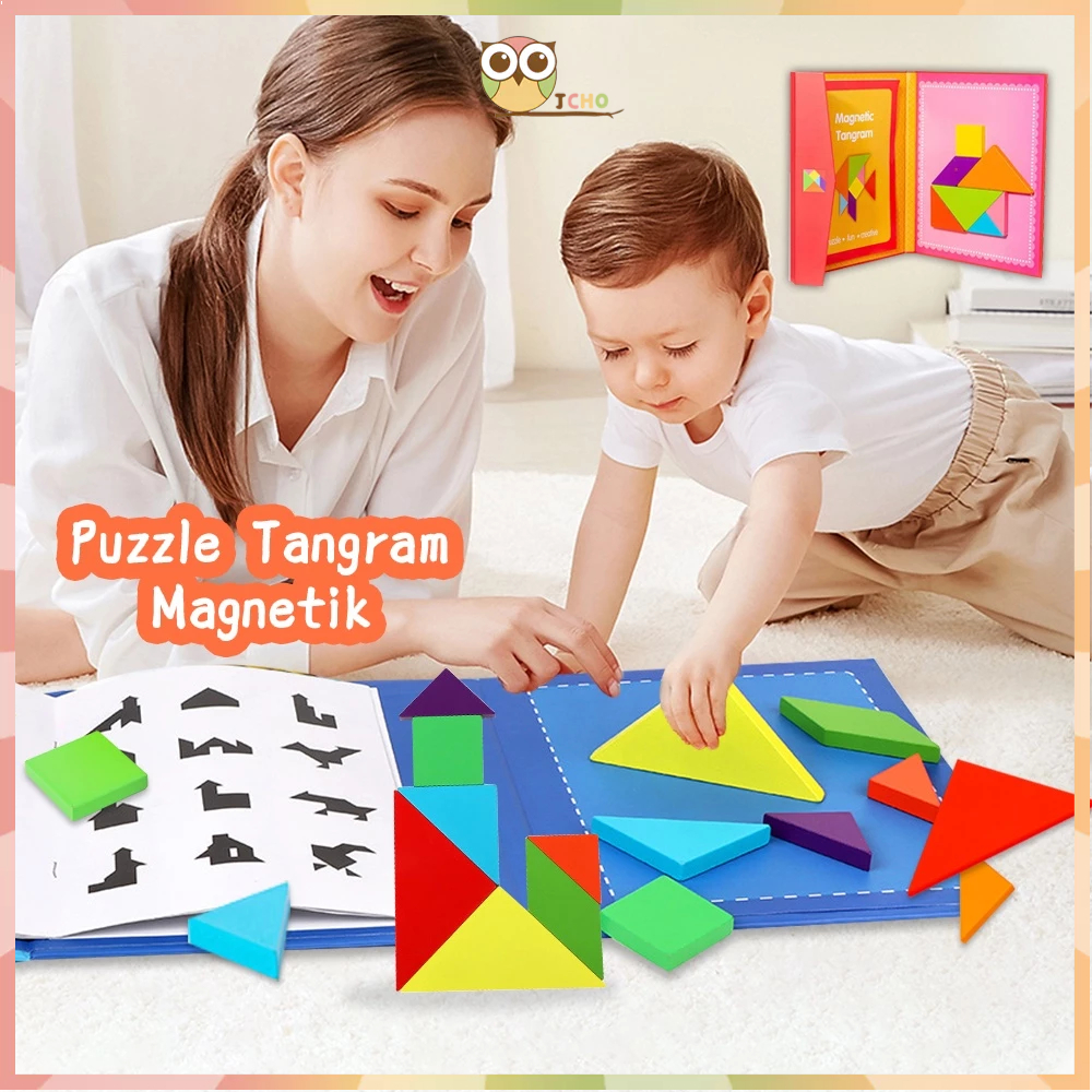 Jual JCHO Mainan Edukasi Anak Puzzle Tangram Magnetik Wooden Block ...