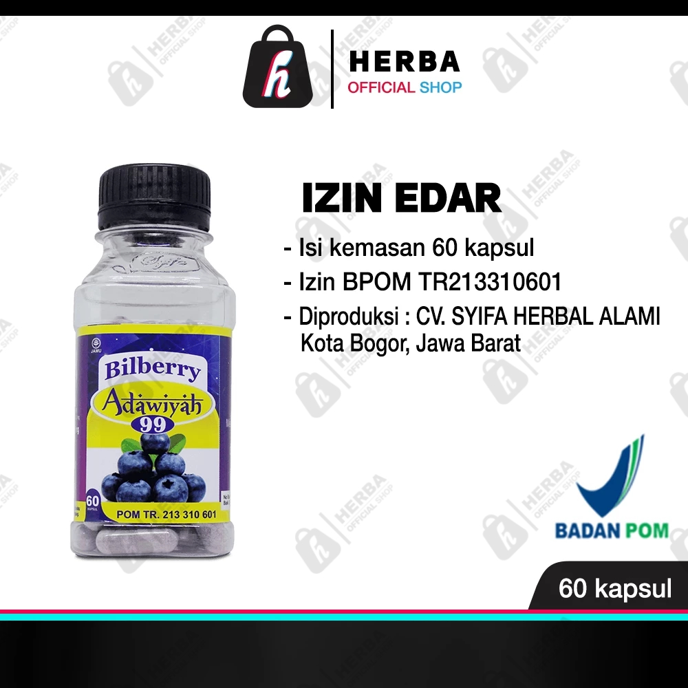 Jual (TERLARIS) Kapsul Bilberry Adawiyah 99 Obat Mata Minus Dan Katarak