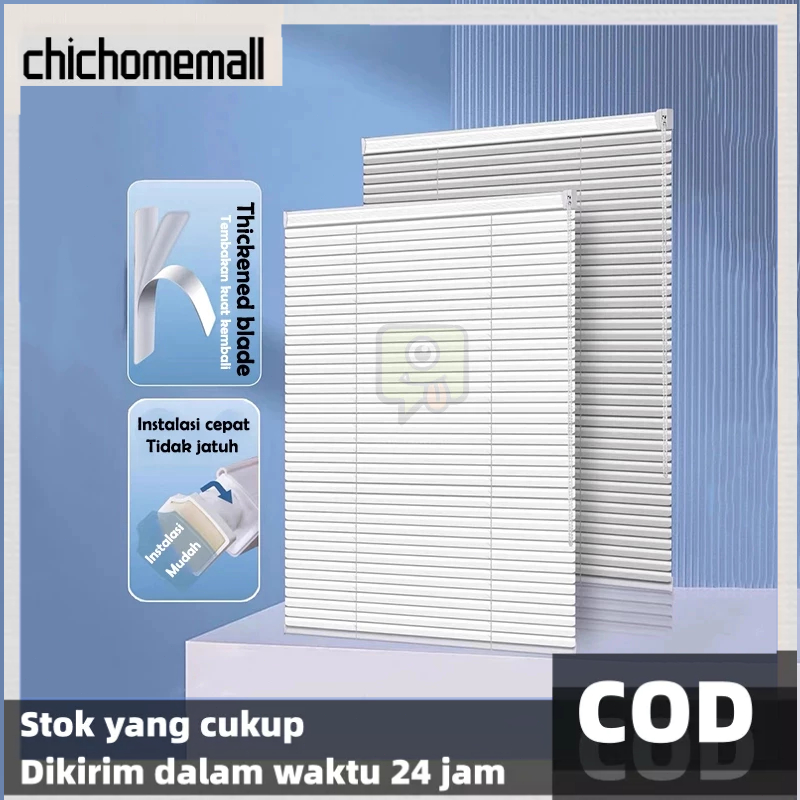60X180 cm Venetian Blinds 25 Mm - Putih abu-abu putih pucatTirai Penutup Kerai Hordeng Penghalau Cahaya Aksesoris Jendela