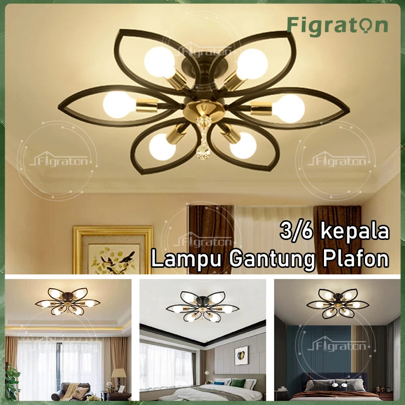 Jual Lampu Gantung Plafon Kristal Ruang Tamu Modern Nordic Minimalis 3