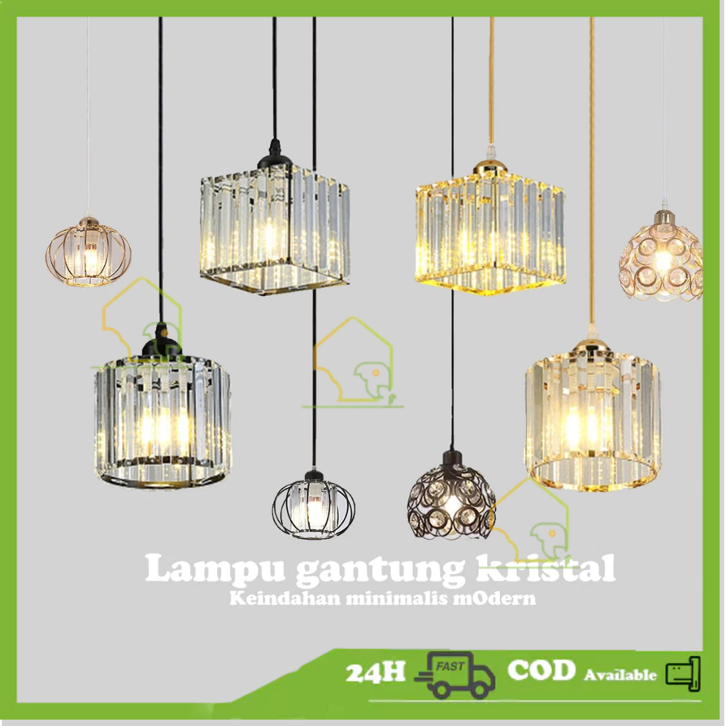 Jual Harga Minimumcod Lampu Plafon Gantung Kristal Minimalis Model Kotak Bulat Lampu