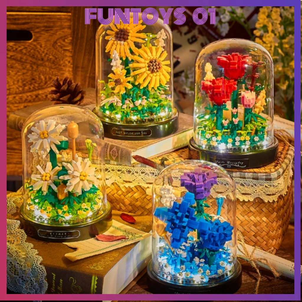 Jual Mainan Bricks Bunga Buket DIY Lampu LED Susun Edukasi Mainan ...