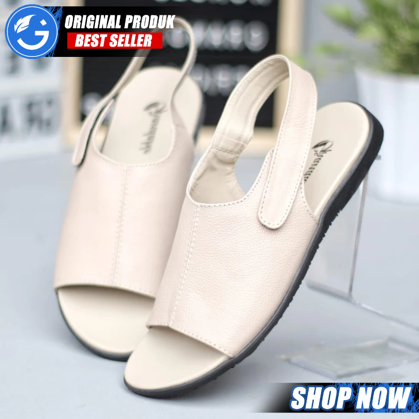 Jual Sandal Sendal Slop Selop Tali Kulit Asli Wanita Flat Teplek Cewek ...