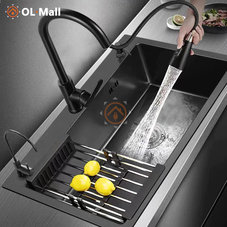 Jual Kitchen Sink Stainless 6045 BLACK Lapisan Nano Paket Lengkap
