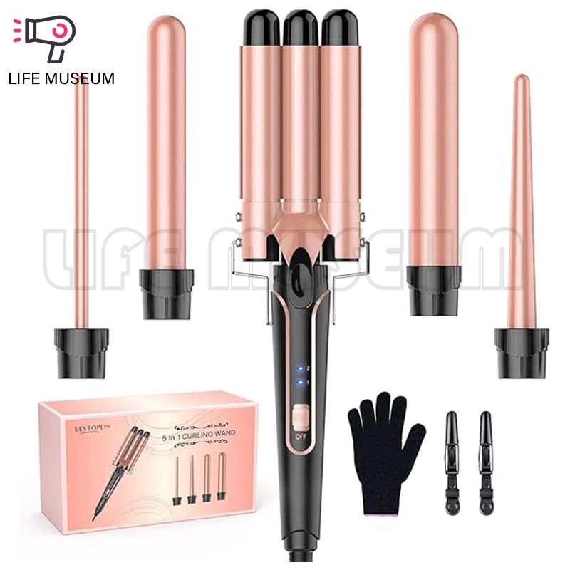 Jual Curling Iron Wave Hair Curler 5 In 1 Curling Wand Set Dengan 3 ...