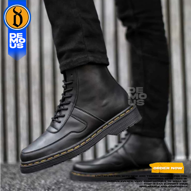 Jual DEMOUS MATEO - Sepatu Formal Boots Pantofel Hitam Docmart Pria ...