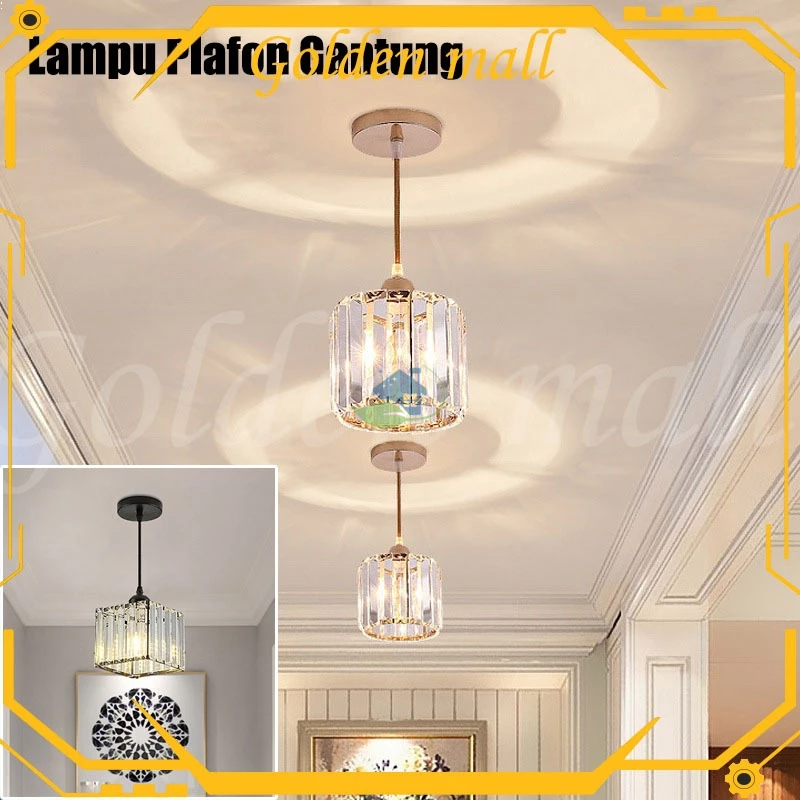 Jual COD Lampu Plafon Gantung Kristal Minimalis 2 Model (Kotak & Bulat ...