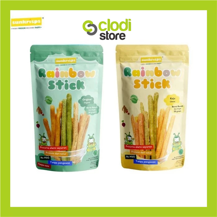 Jual Sunkrisps Rainbow stick 50g /sunkrip stick soes bayi snack bayi ...