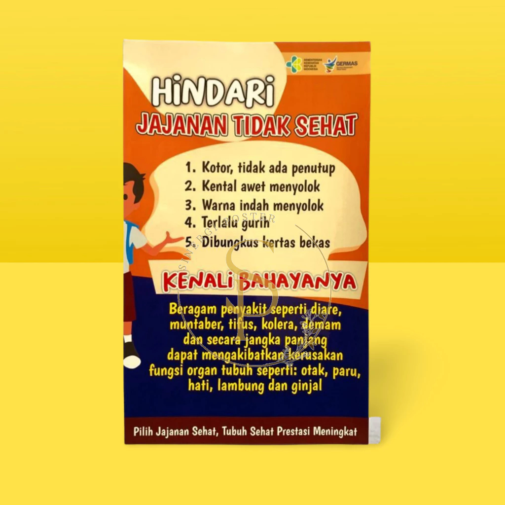 Jual Stiker Hindari Jajanan Tidak Sehat 31x19 Cm Poster Stiker Vinyl