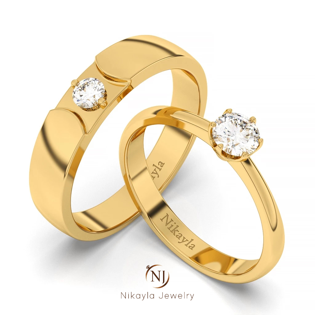 Jual Nikayla Jewelry - Cincin Nikah Elegant Emas 18 K - Couple Rings ...