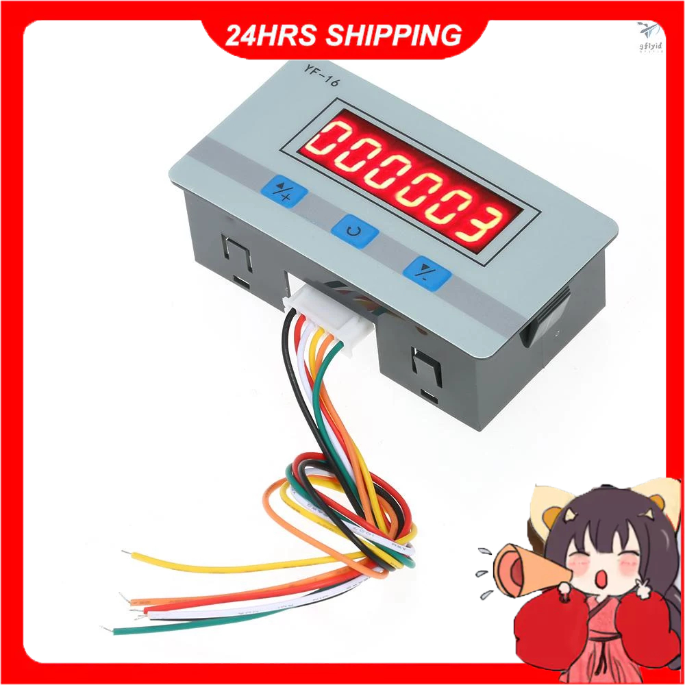 6-Digit Digital Counter - DC 24V Electronic Totalizer, Manual Reset, 10-Year Memory - For Traffic, Production, Events