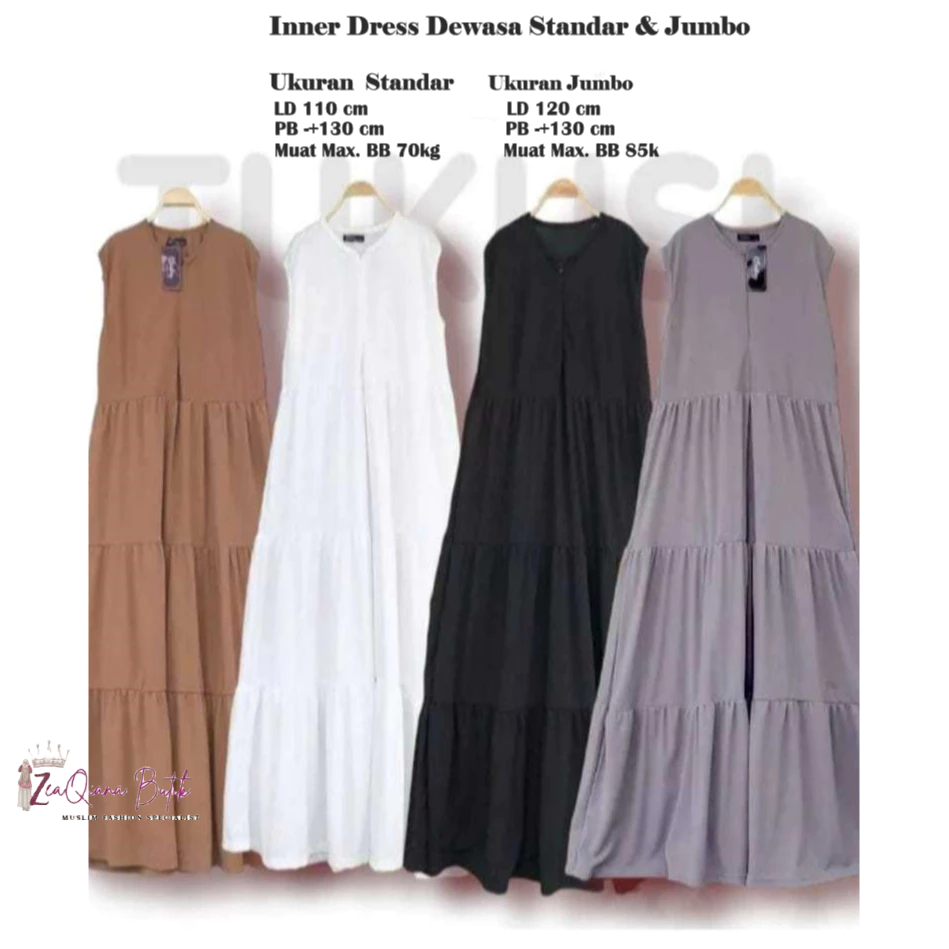 Jual Inner Dress Rempel Susun Bahan Crincle Air Flow Premium Basic