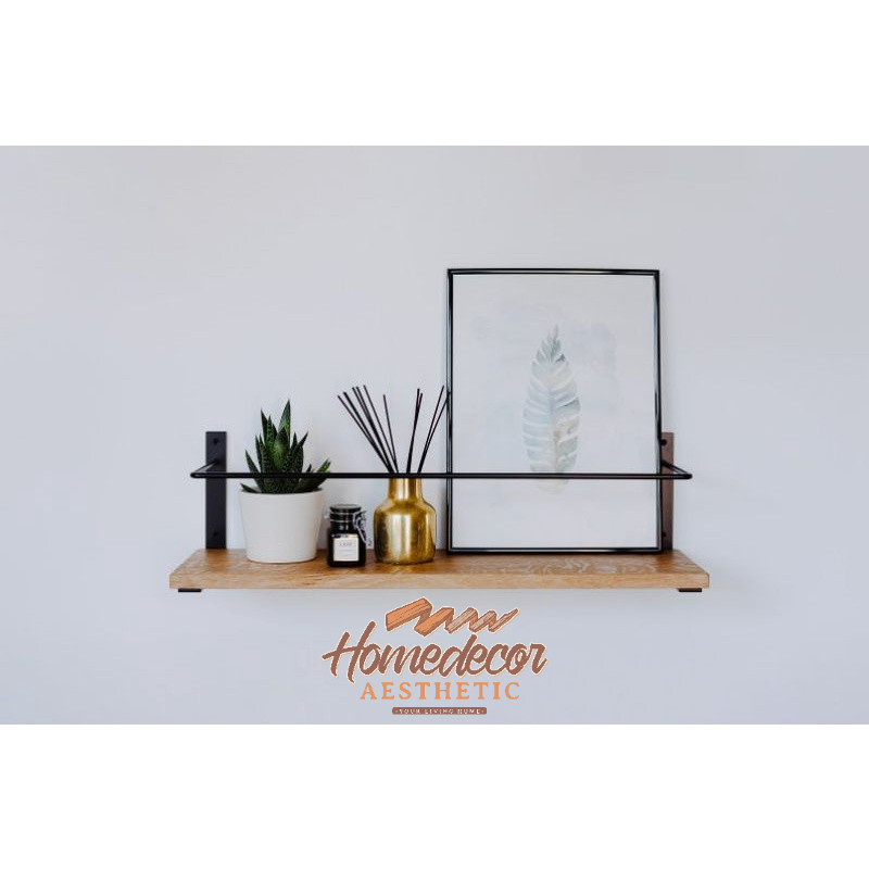 Jual WOODIRON WALLRACK /Rak Dinding Besi Kayu | Shopee Indonesia