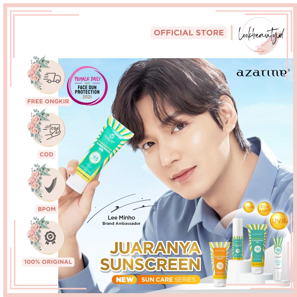 Jual Azarine Hydrasoothe Sunscreen Gel SPF 45+++ 100% ORIGINAL BPOM ...