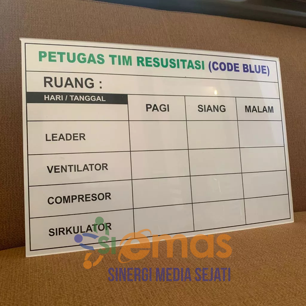 Jual Papan Akrilik Code Blue ukuran 31.5 cm x 46.5 cm | Akrilik Petugas ...