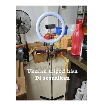 Paket Lampu Ring Light 26cm 33cm Live Dan Tripod Tongsis 1 7 Meter Free 3 Holder Hp Live Studio