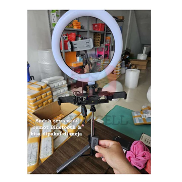 Paket Lampu Ring Light 26cm 33cm Live Dan Tripod Tongsis 1 7 Meter Free 3 Holder Hp Live Studio