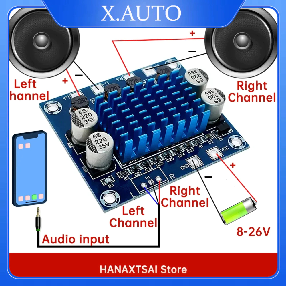 Jual XH-A232 30W + 30W 2.0 Channel Digital Stereo Audio Power Amplifier ...